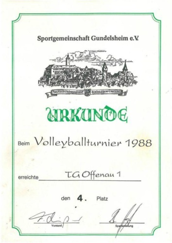1988 Volleyballturnier Gundelsheim TGO1